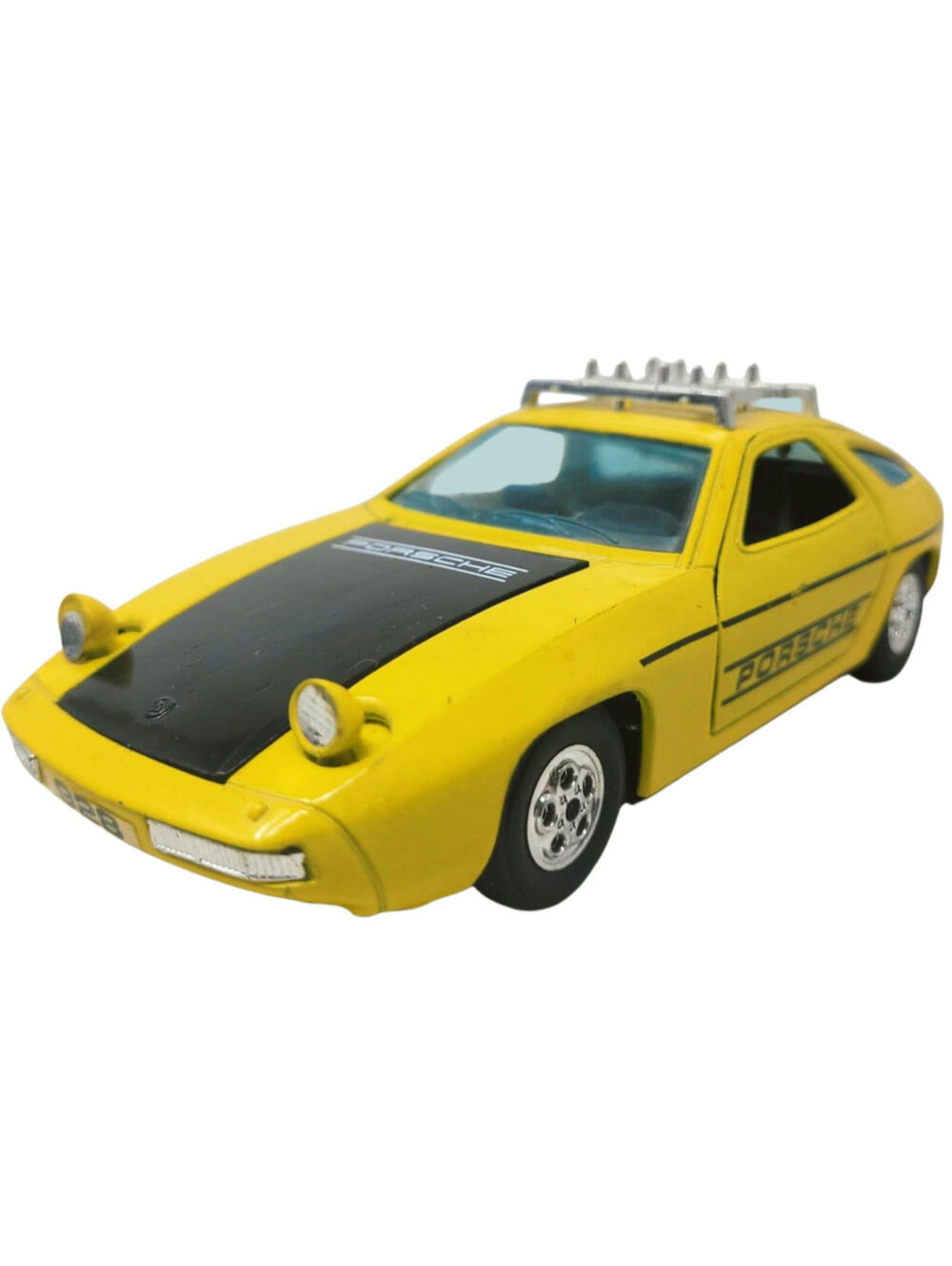 Vintage Yellow Porsche 928 Headlights Opening Doors Hood Ski Rack Kidco 1:28